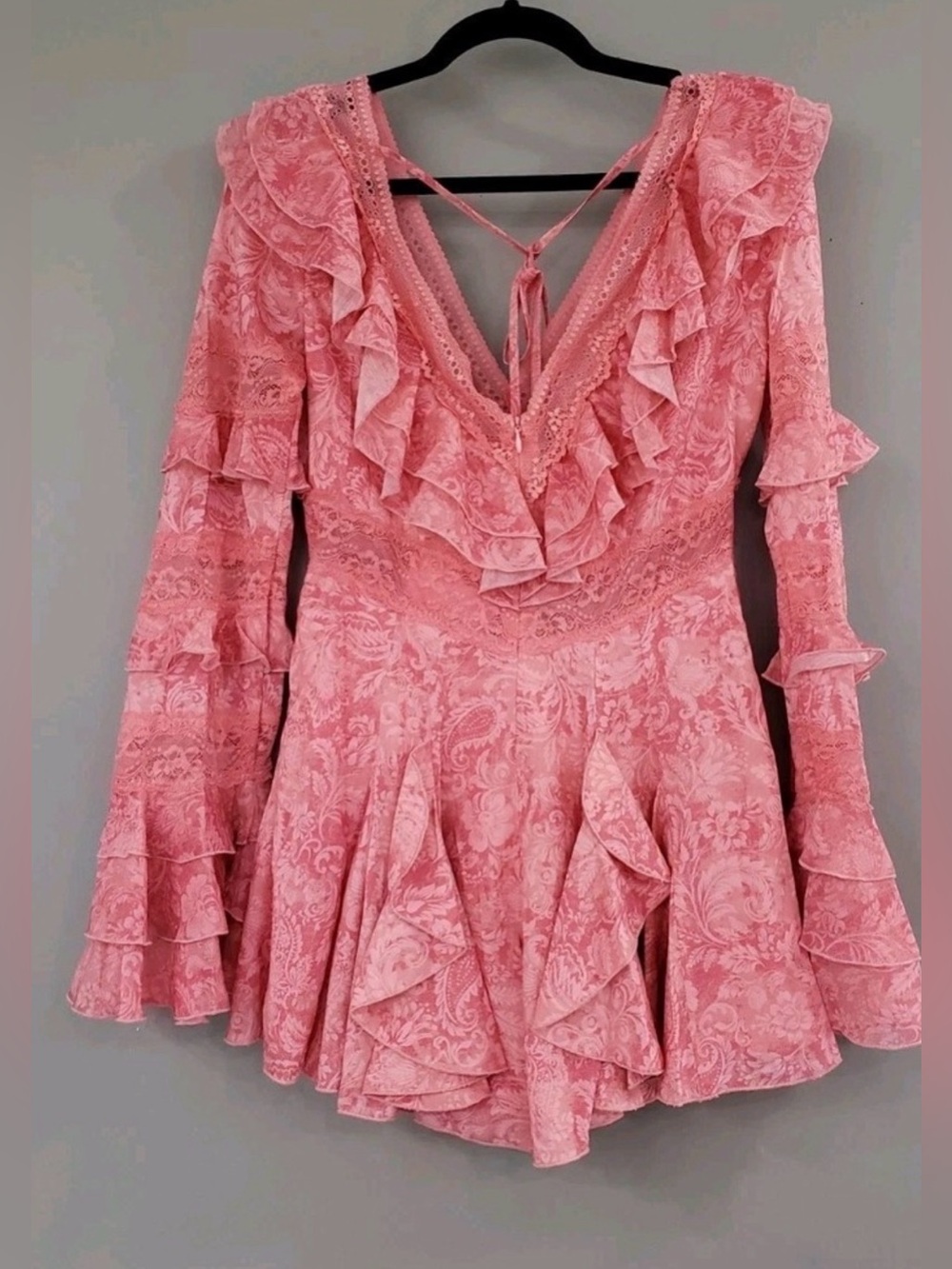 NEW SMALL Sugar Thrillz RUFFLED LACE DUSK DANCER LONG SLEEVE ROMPER ROMANTIC